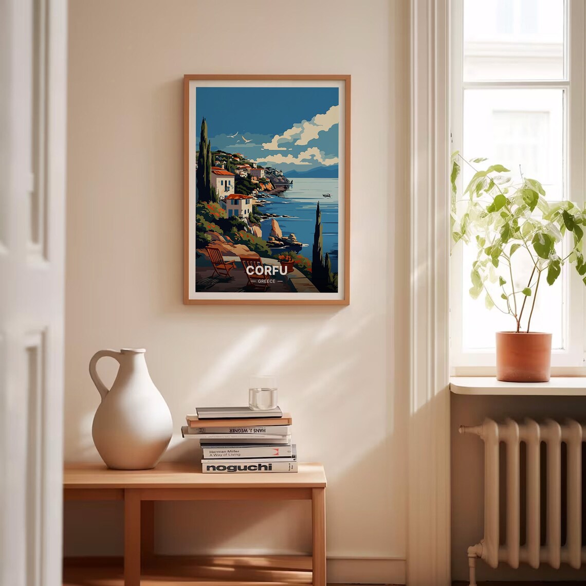 Corfu Greece Coastal Village Terrace Sea View Cypress Island Poster - Image 4
