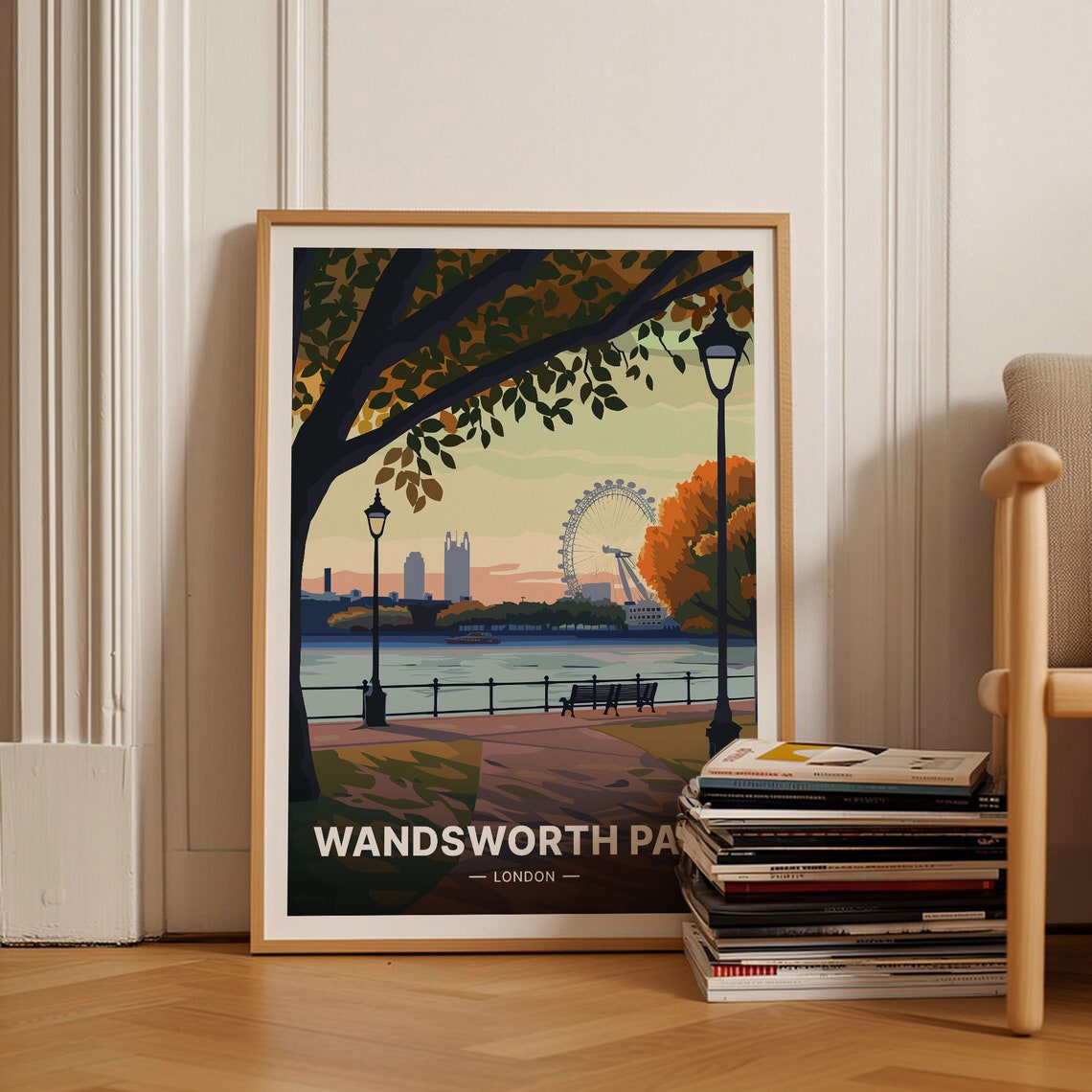 Wandsworth Park London Thames Riverside London Eye View Poster