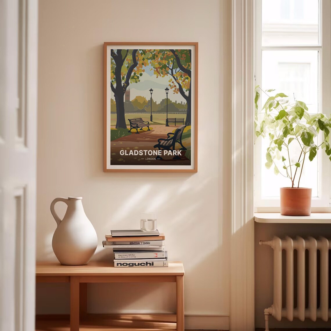 Gladstone Park London Autumn Benches Vintage Travel Poster Art - Image 4