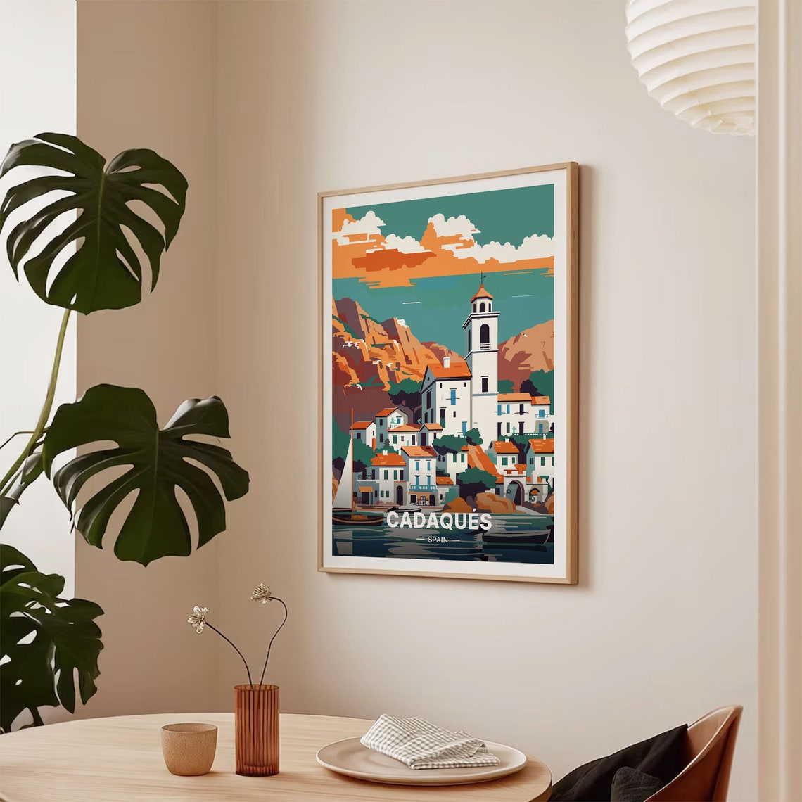 Cadaques Spain Whitewashed Town Church Cliffs Costa Brava Poster - Image 2