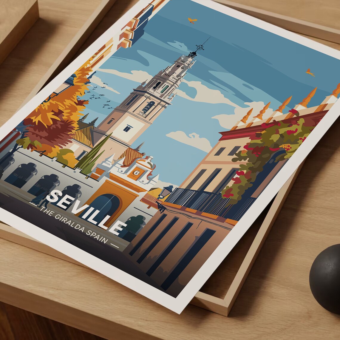 Seville Giralda Spain Poster Andalusia Street Colorful Travel Art - Image 3