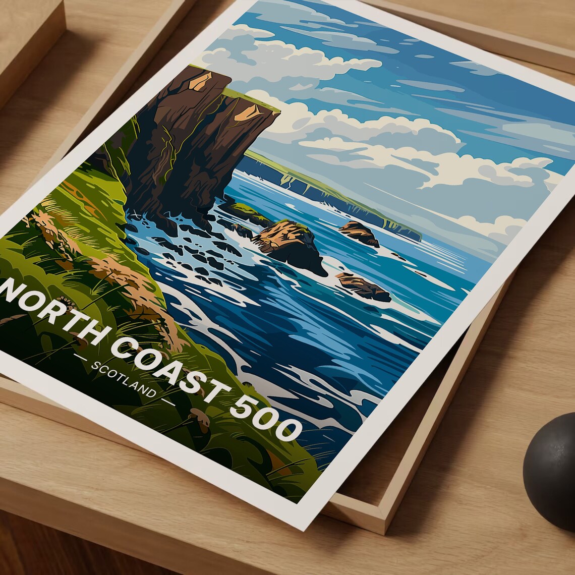 North Coast 500 Scotland Sea Cliffs Coastal Route Travel Poster - Image 3