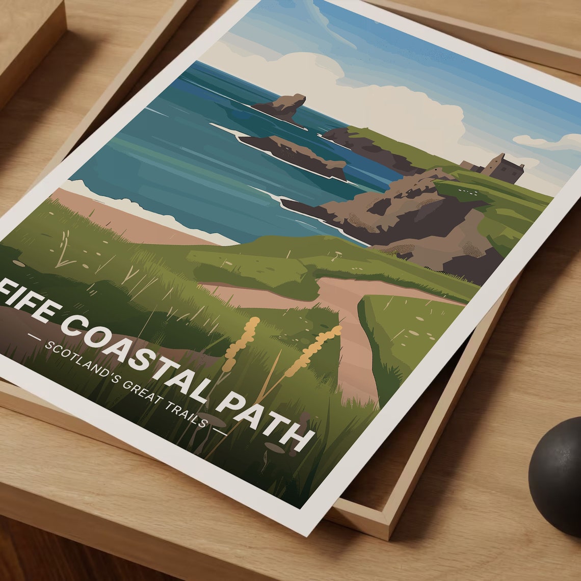 Fife Coastal Path Scotland Cliffs Hiking Trail Vintage Travel Poster - Image 3
