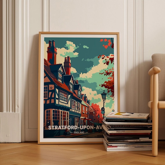 Stratford Upon Avon Travel Poster, British Landmark