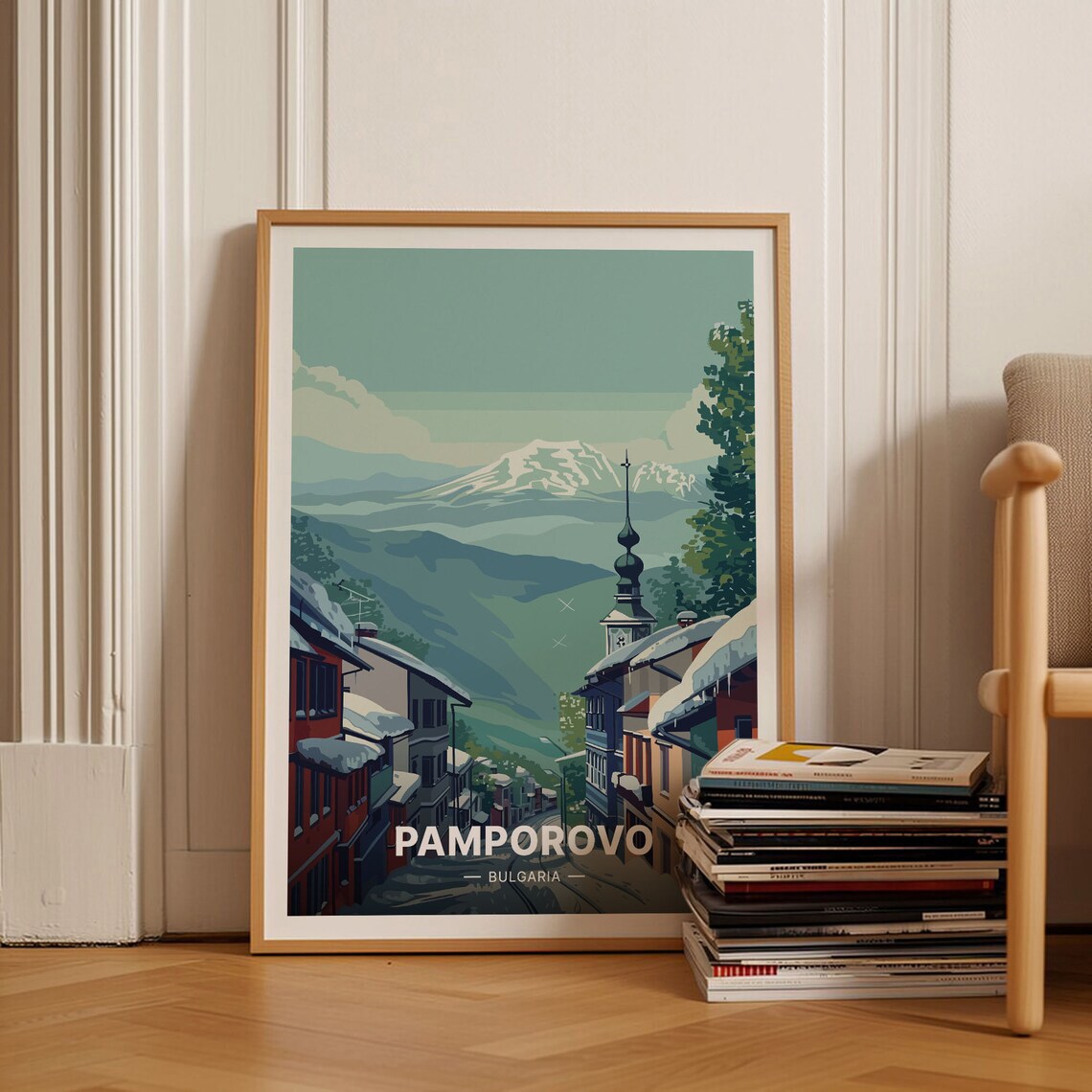 Pamporovo Bulgaria Snowy Alpine Town Rhodope Winter Travel Poster