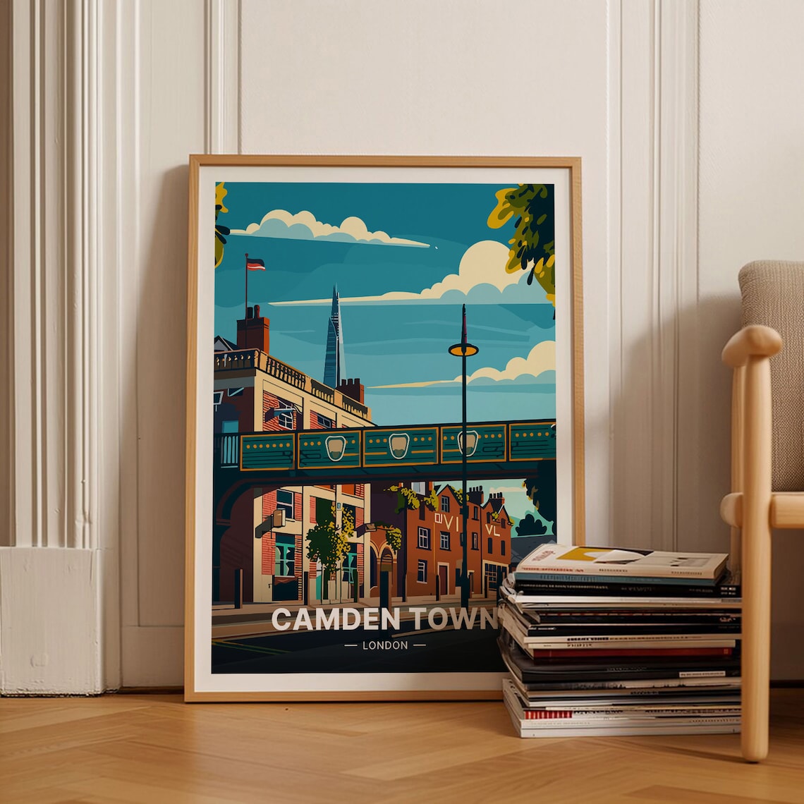 Camden Town London Railway Bridge Street Scene Travel Poster