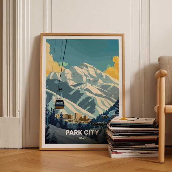 Park City Utah Ski Poster, Winter Travel Poster