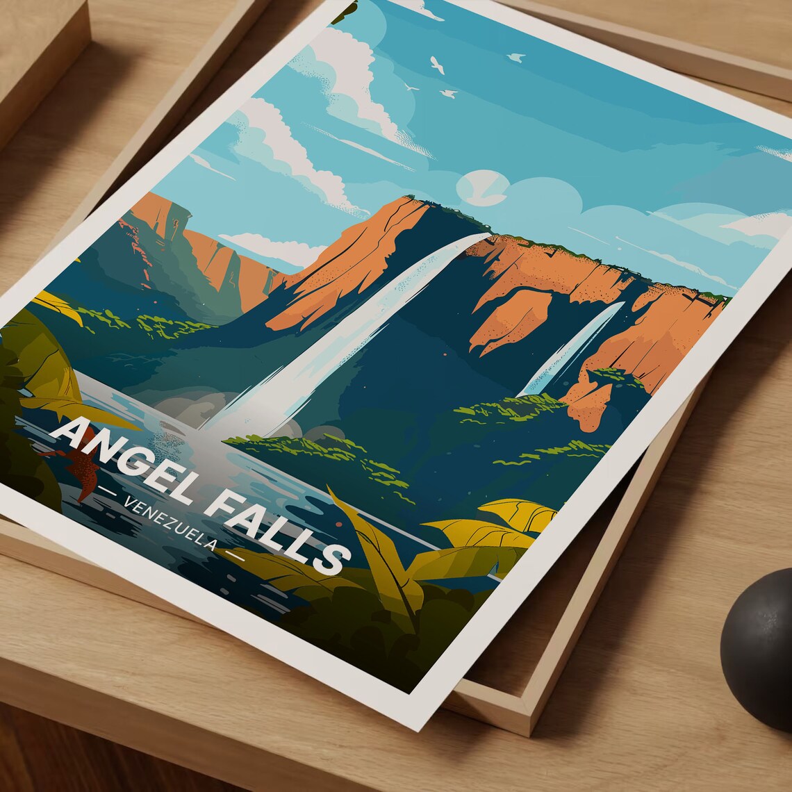 Angel Falls Venezuela Waterfall Jungle Cliffs Vintage Travel Poster - Image 3