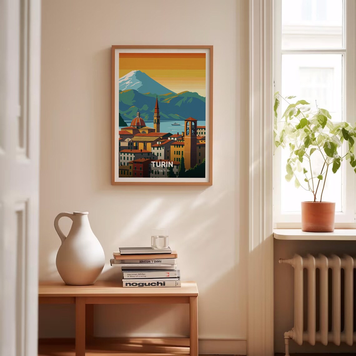Turin Italy Golden Cityscape Mountain Sunset Italian Travel Poster - Image 4