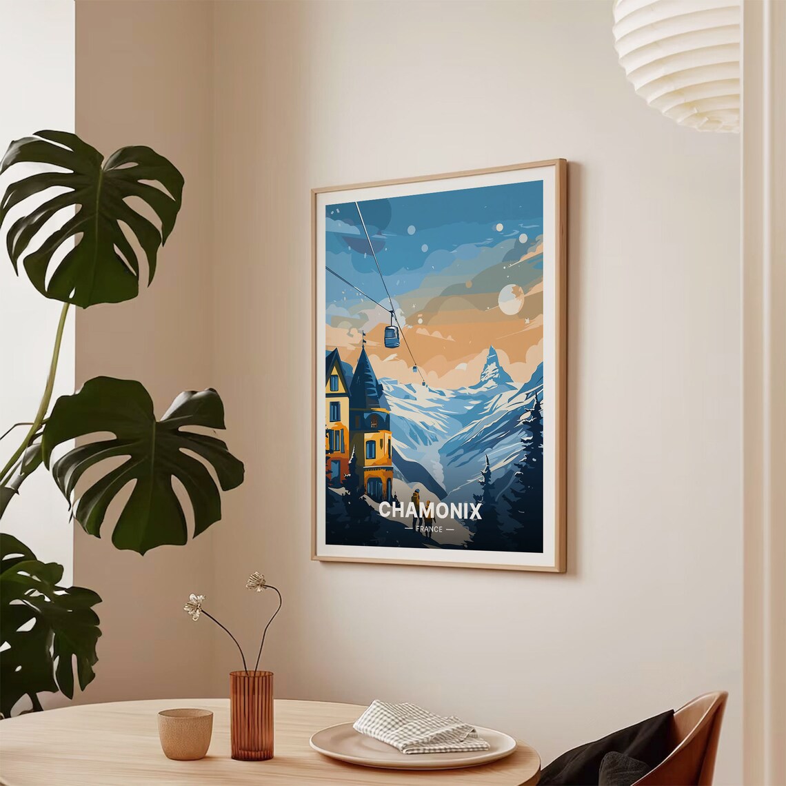 Chamonix Ski Resort Travel Poster, France Winter Landscape - Image 2