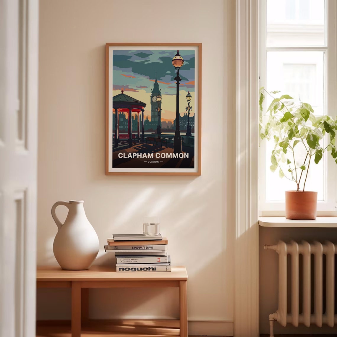 Clapham Common London Big Ben Twilight Riverside Scene Poster - Image 4