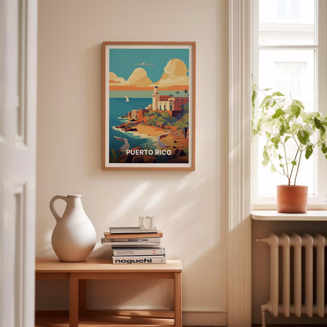 Puerto Rico Coastal Fort Beach Seagulls Sunset Travel Poster - Image 4