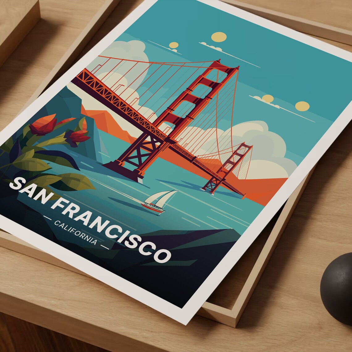 San Francisco Golden Gate Bridge Retro Travel Poster - Image 3