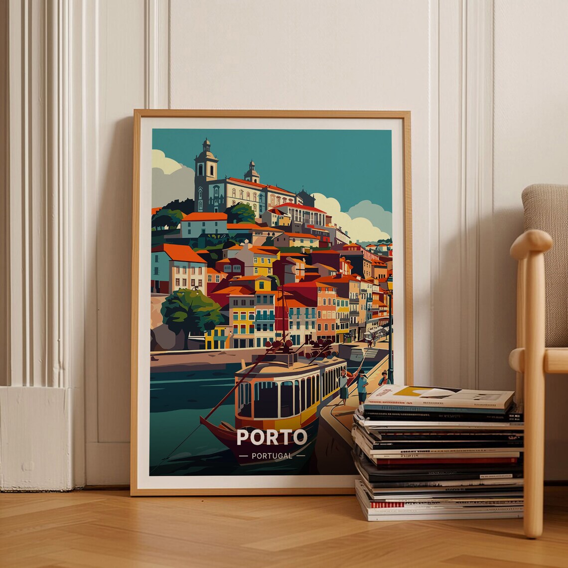 Porto Travel Poster, Portugal Cityscape Art