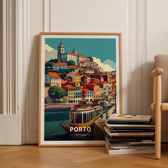 Porto Travel Poster, Portugal Cityscape Art