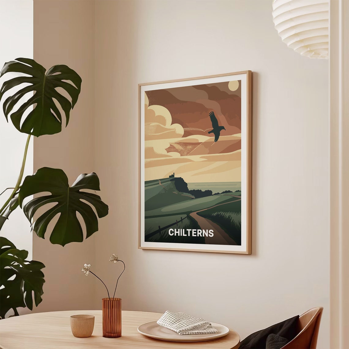 Chilterns Hills Countryside Red Kite Sunset Vintage Travel Poster - Image 2