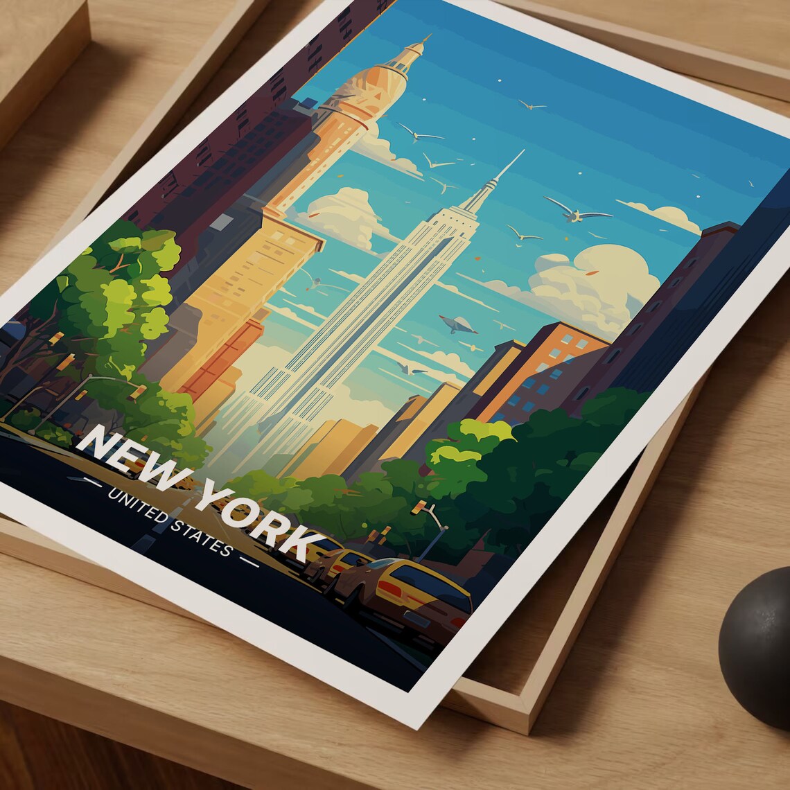 New York City Empire State Building Skyline Sunny Travel Poster - Image 3