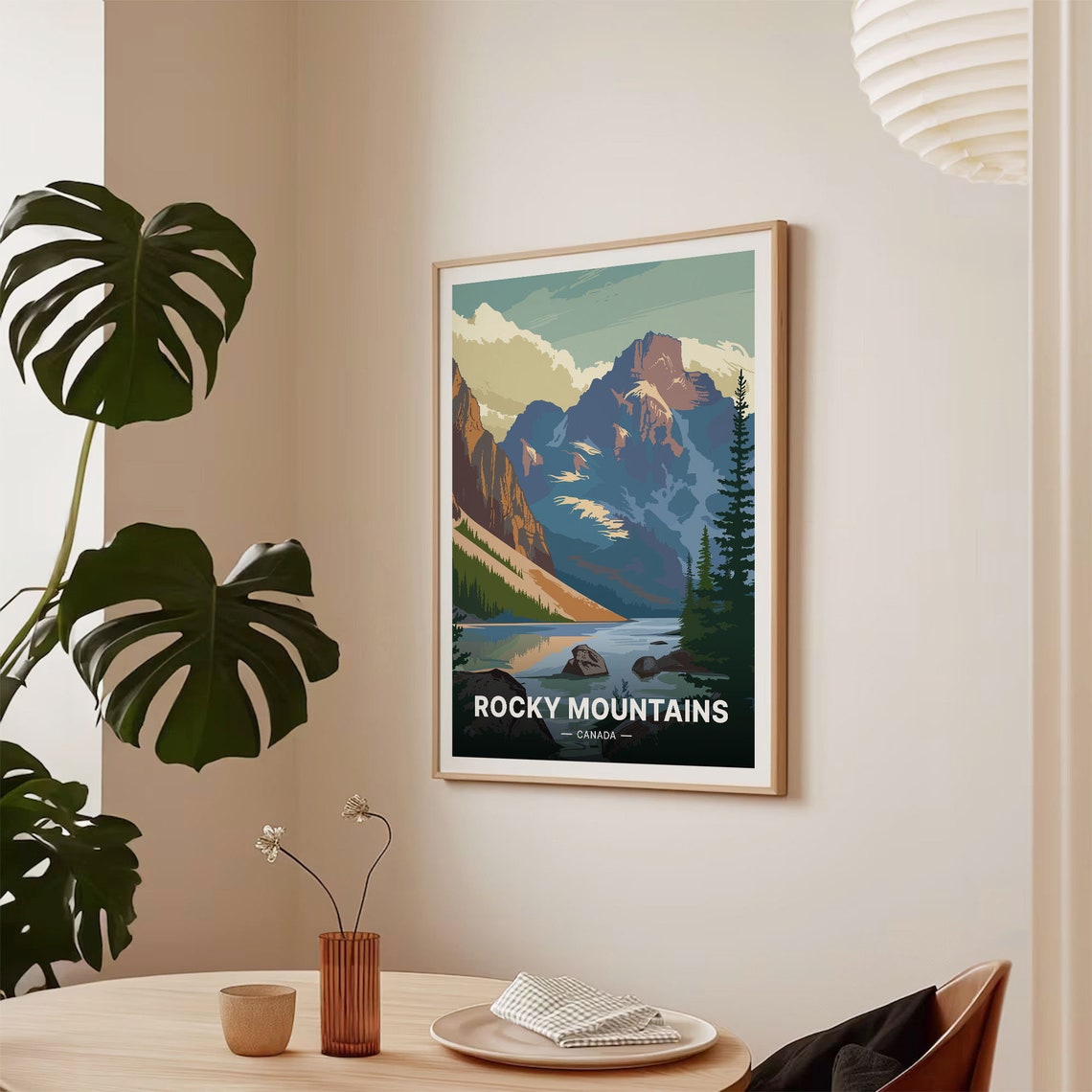 Rocky Mountains Canada Alpine Lake Peaks Reflection View Poster - Image 2