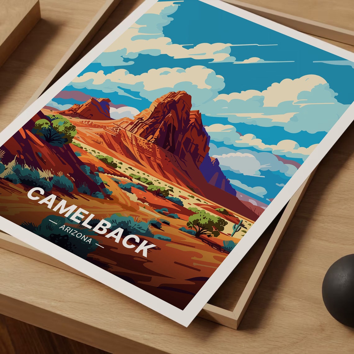 Camelback Arizona Red Desert Mountain Retro Landscape Poster - Image 3