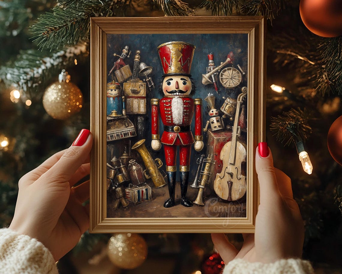 Nutcracker Soldier Surrounded by Vintage Brass Instruments Wall Art - Image 6