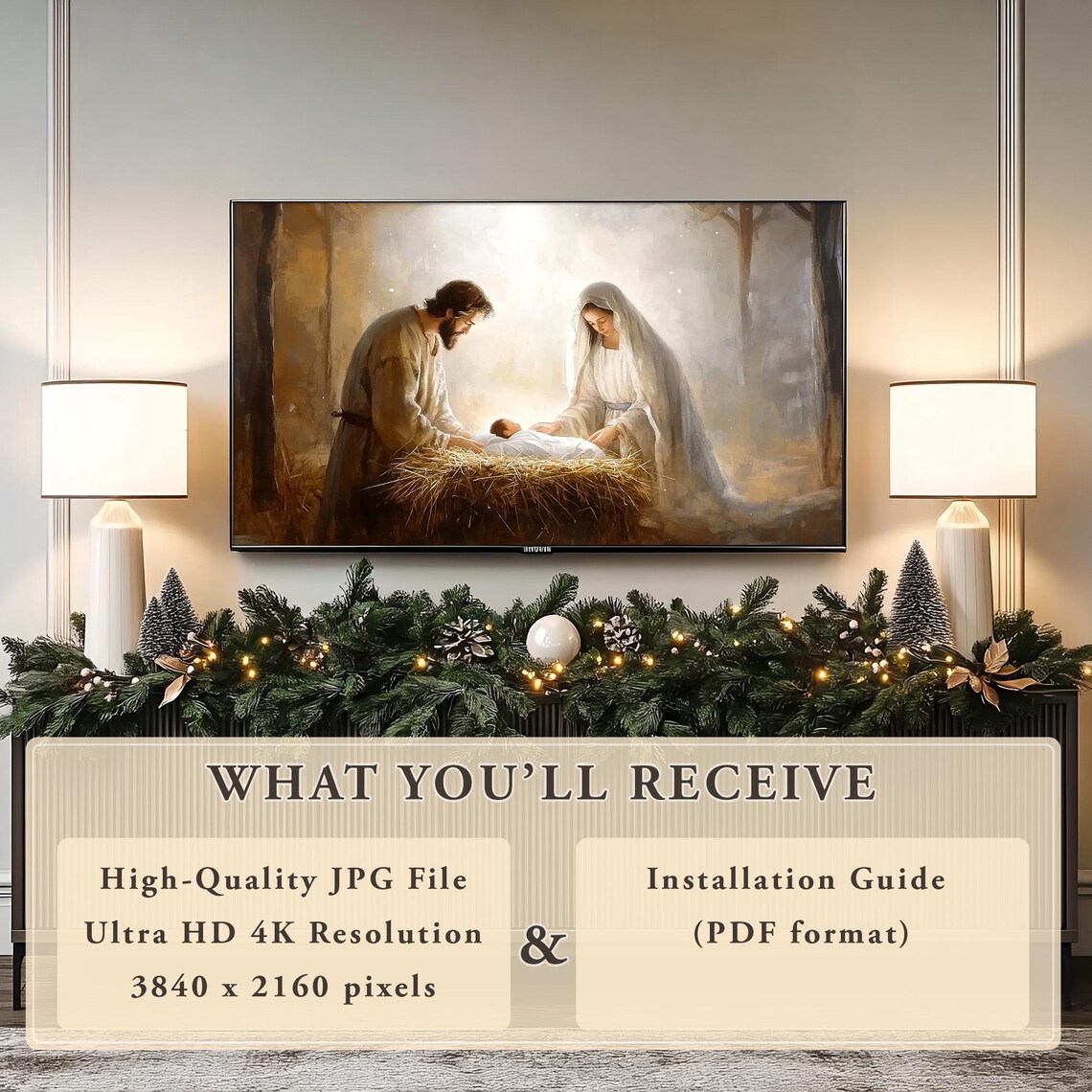 Mary And Joseph Gazing At Baby Jesus In The Manger Nativity Poster - Image 8