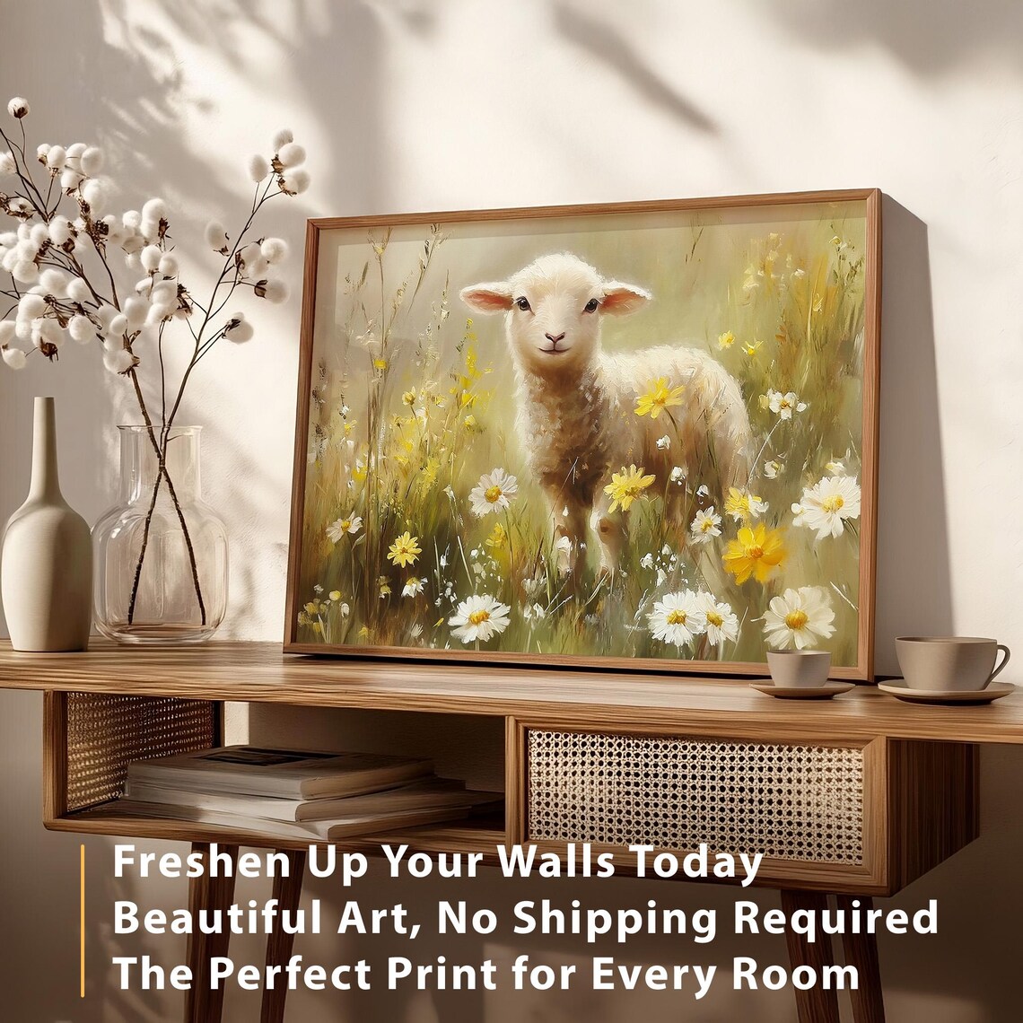Easter Lamb, Cute Vintage Spring Nursery Decor - Image 3