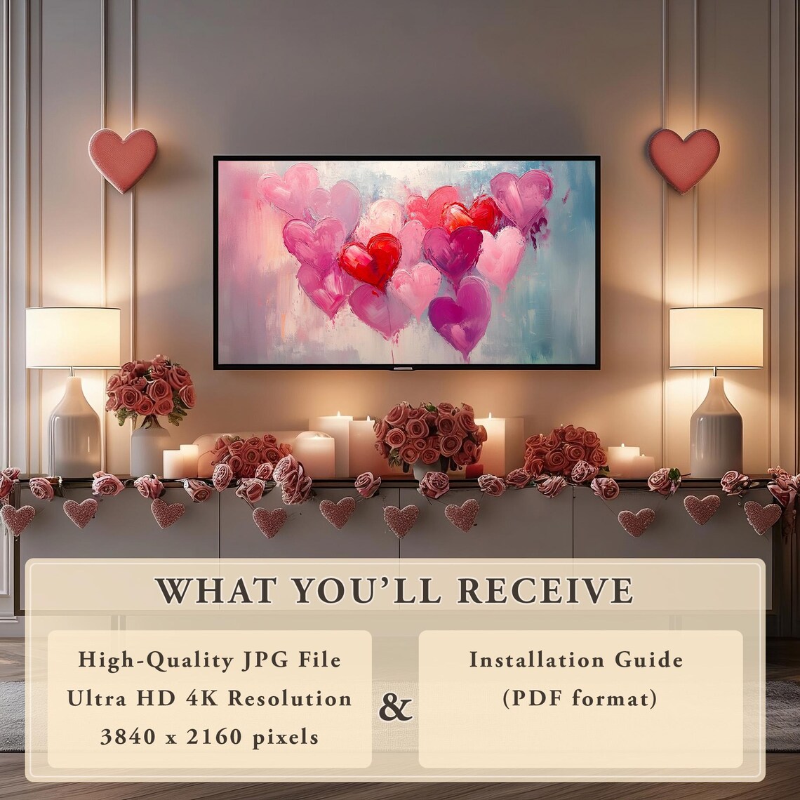 Valentines Day Heart Frame TV Art, Vintage Gift - Image 5