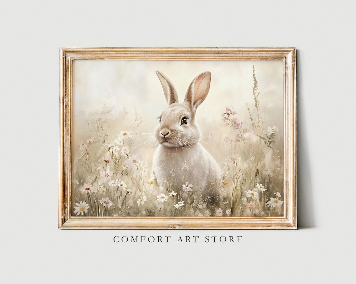 Easter Bunny Art Print, Cute Spring Nursery Decor - Image 4