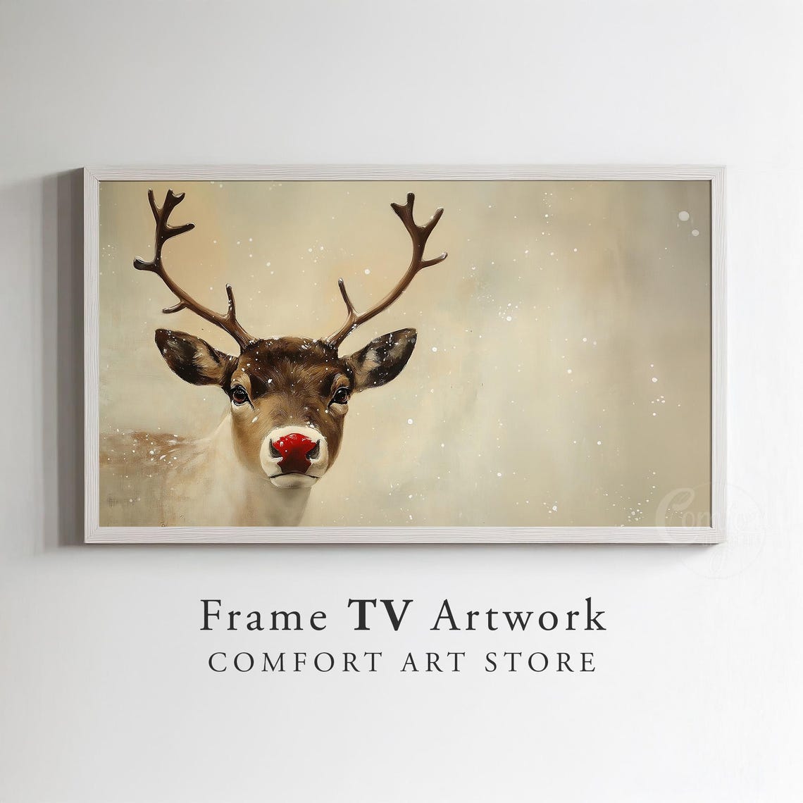 Rudolph Red Nose Reindeer Vintage Christmas Frame TV Art Snow Poster - Image 2