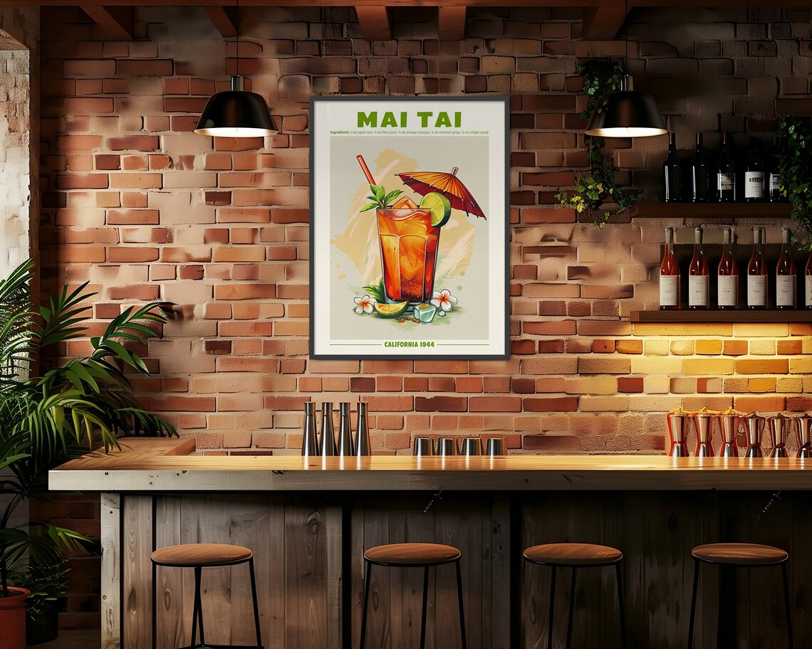 Mai Tai Classic Cocktail Recipe Retro Exhibition Tiki Bar Poster - Image 5