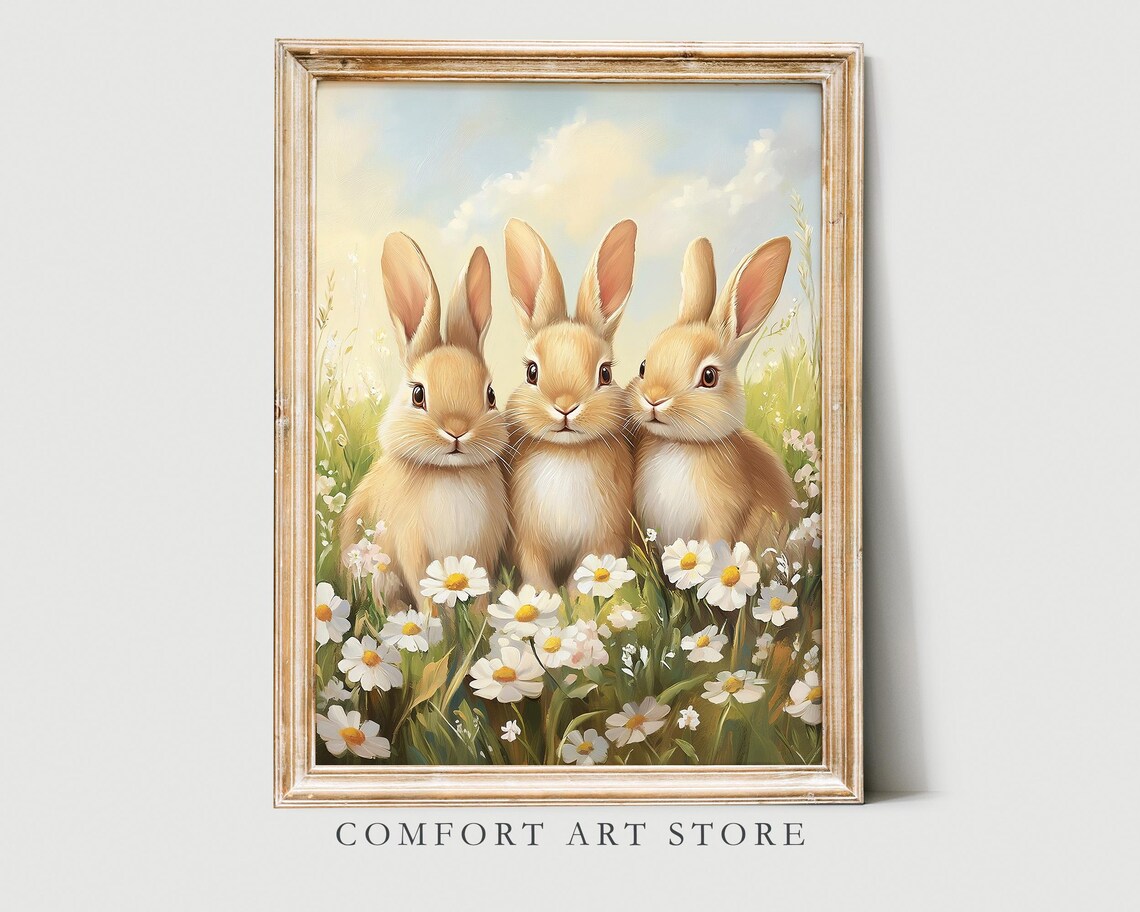 Easter Bunny Art Print, Cute Nursery Decor