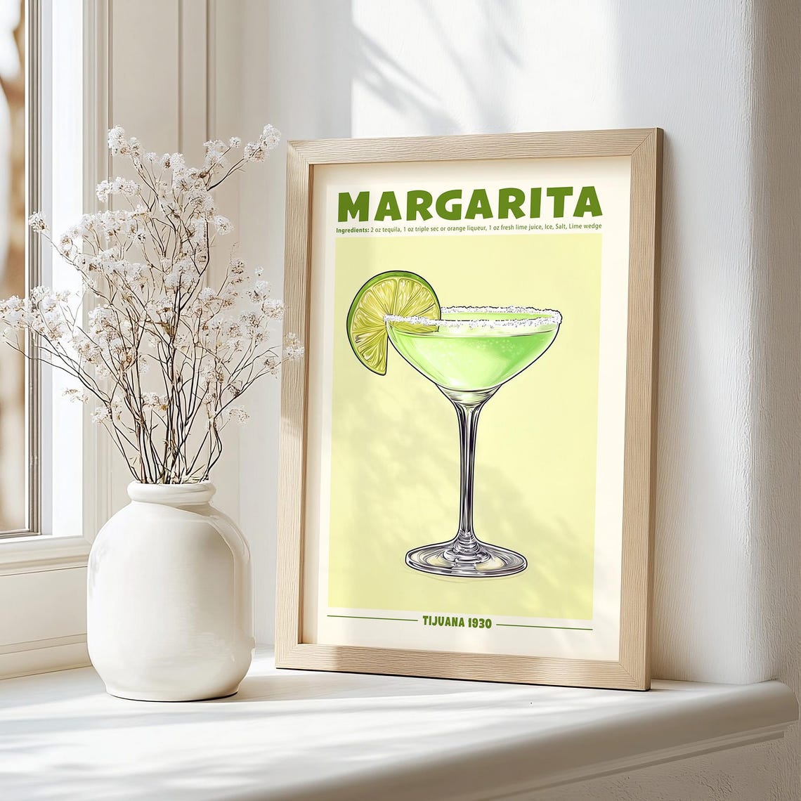 Margarita Cocktail Print Cocktail Poster Alcohol Cocktail Margarita Wall Art Home Bar Cart Decor Retro Drink Sign Margarita Recipe - Image 8