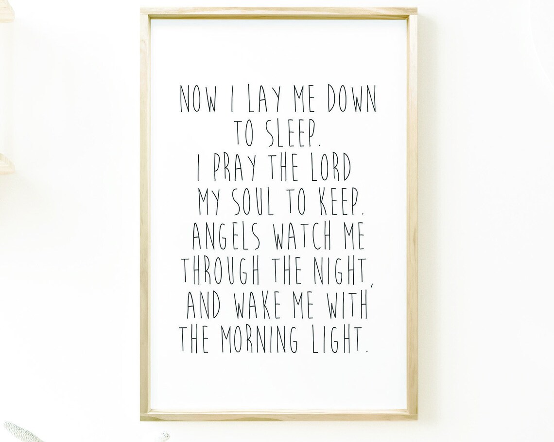 Now I Lay Me Down To Sleep Nursery Prayer Art Print