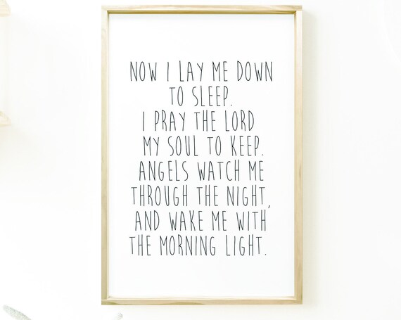 Now I Lay Me Down To Sleep Nursery Prayer Art Print