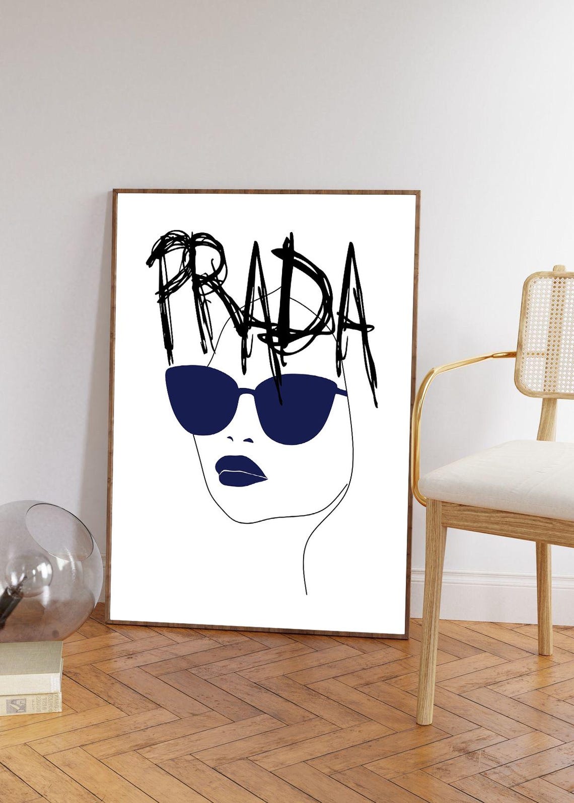 Retro Poster Fashion Illustration Print Black Bedroom Art Girl Room Decor Funky Wall Hand Drawn Hallway For Living