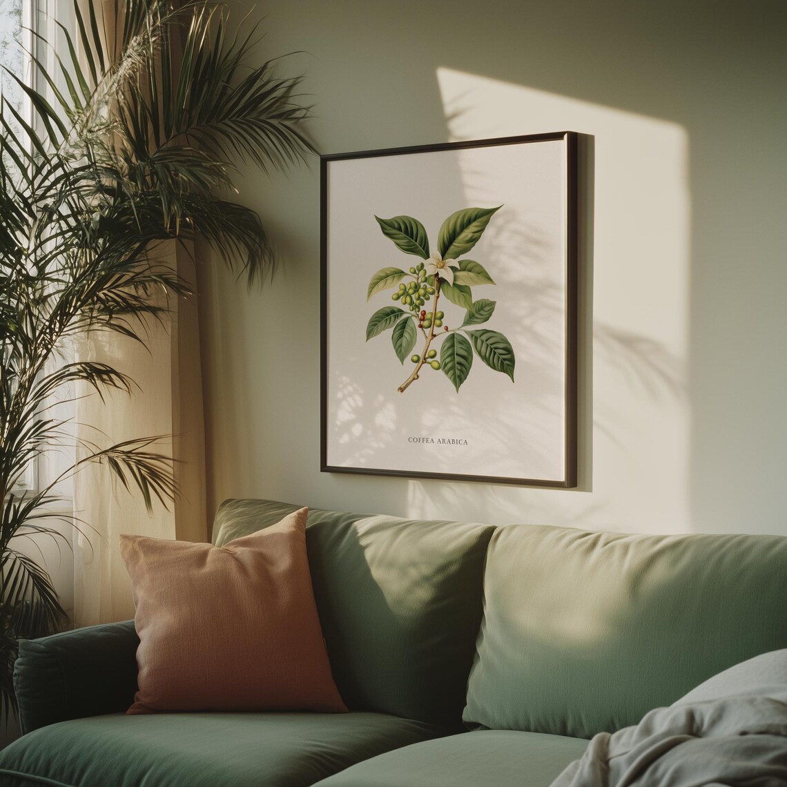 Coffee Arabica Retro Botanical Art Print, Modern Boho