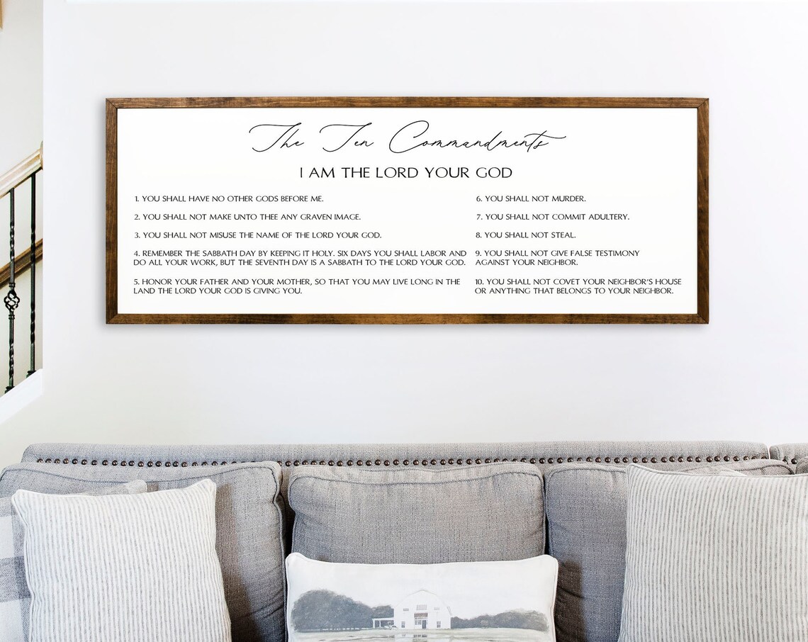 The Ten Commandments Scripture Sign, Christian Wall Art