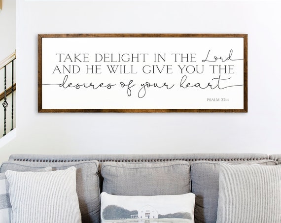 Psalm 374 Signs For Home Home Decor Sign Inspirational Wall Art Farmhouse Scripture Sign Bible Verse Sign Framed Wood Signs Christian Sign