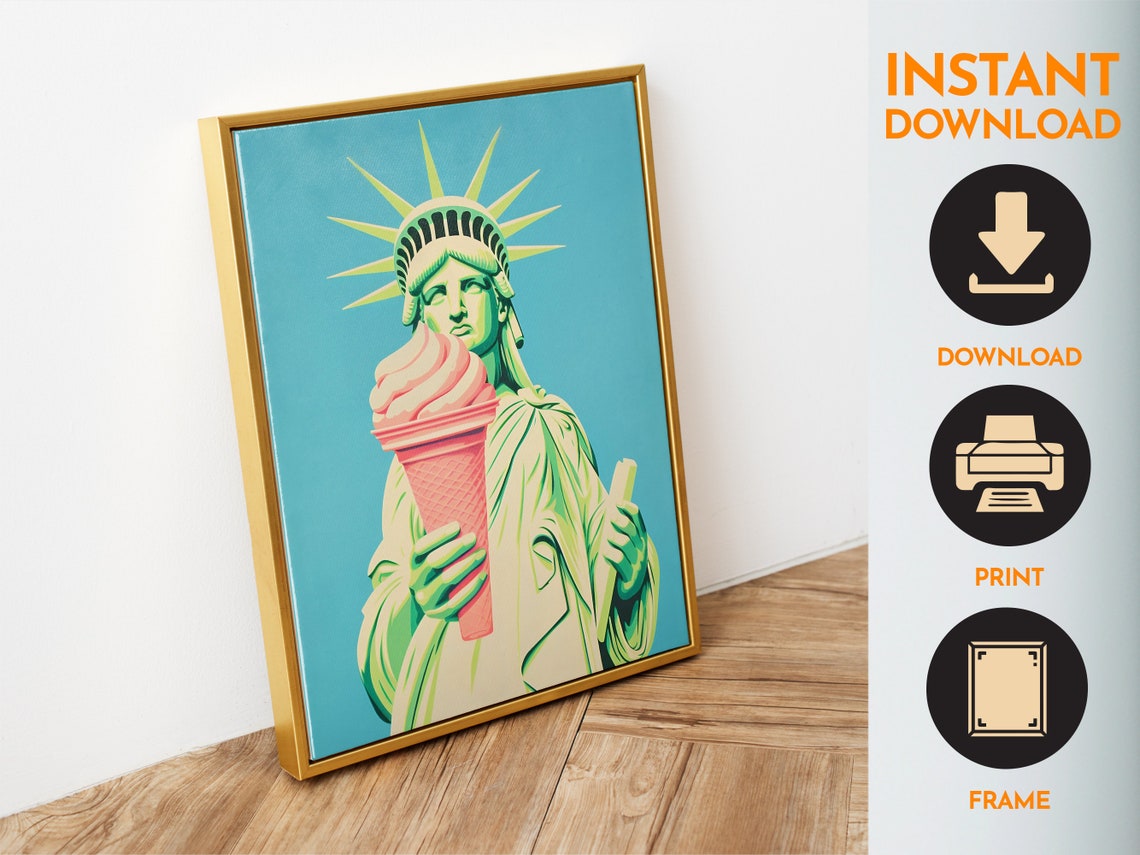 Statue of Liberty Pink Ice Cream Pop Art New York City Poster - Image 4