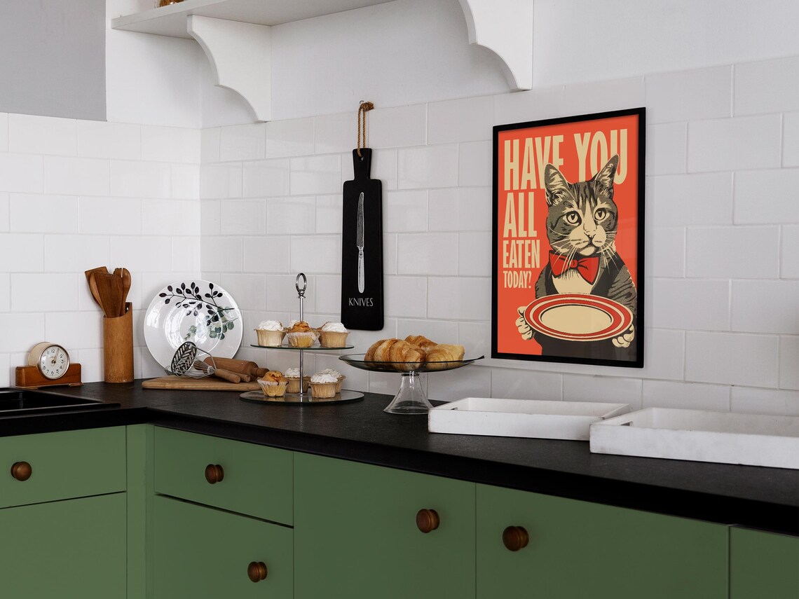 Have You All Eaten Today Waiter Cat Bowtie Plate Funny Kitchen Poster - Image 3