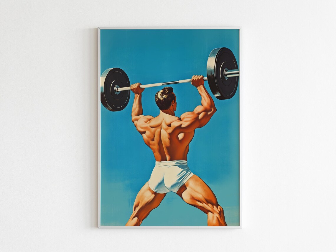 Retro Gym Motivation Weightlifting Art Print - Image 2