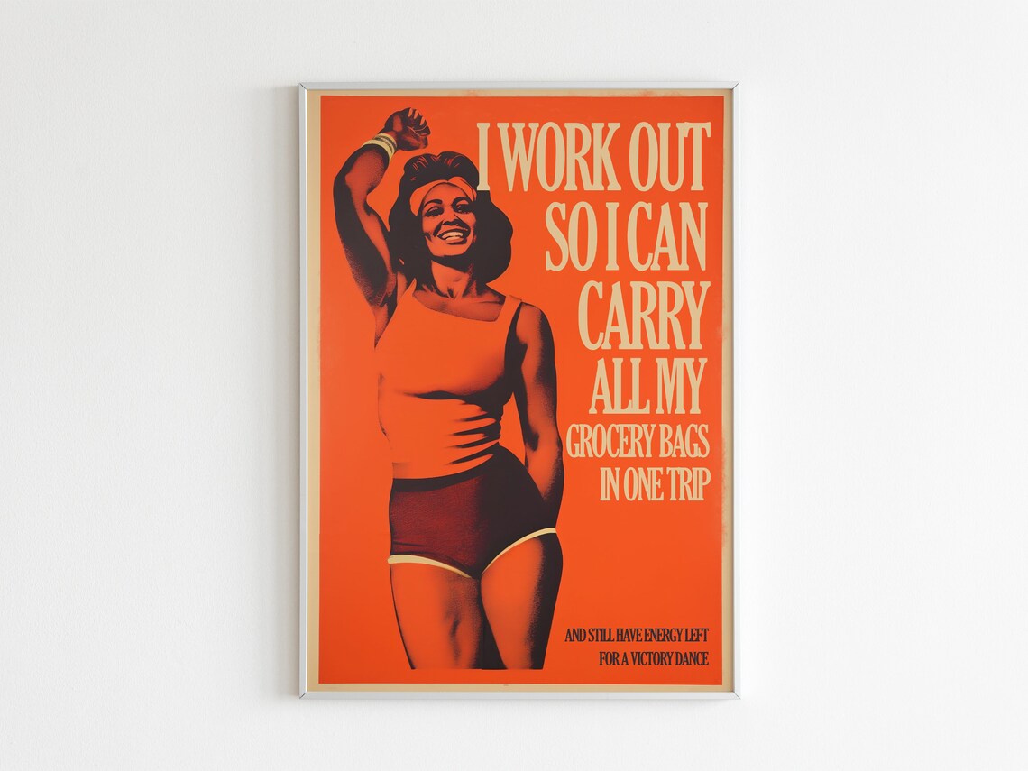 Retro Female Bodybuilder Gym Motivation Art Print - Image 2