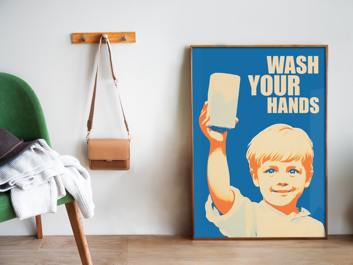 Wash Your Hands Funny Vintage Soap Bar Kid Retro Bathroom Wall Poster - Image 5
