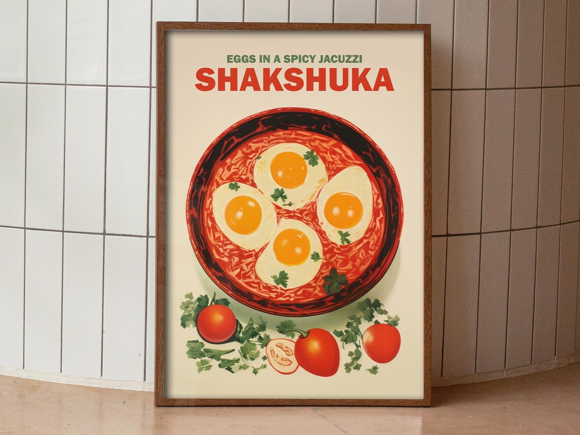 Shakshuka Retro Food Art Kitchen Wall Art Print - Image 3
