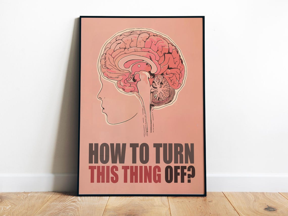 How To Turn This Thing Off Funny Pink Brain Anatomy Dorm Room Poster