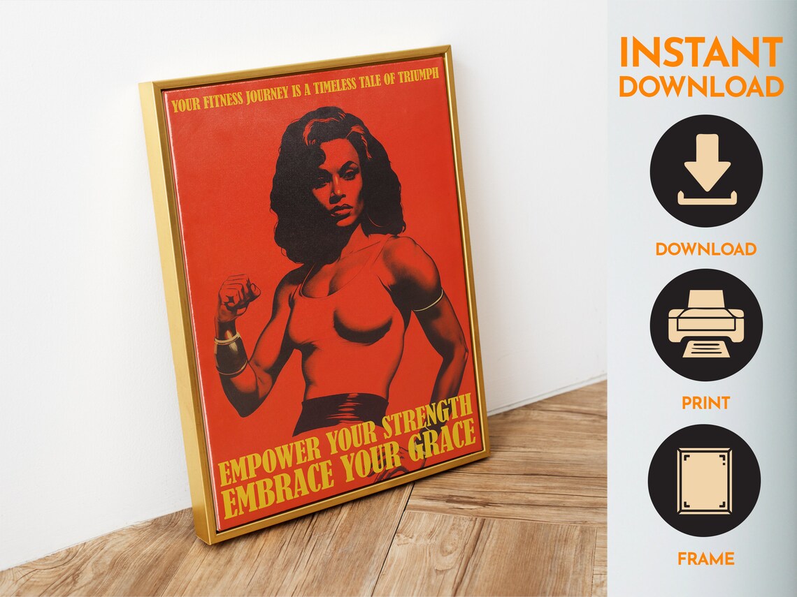 Retro Gym Poster, 70s Fitness Girl Art Print - Image 6