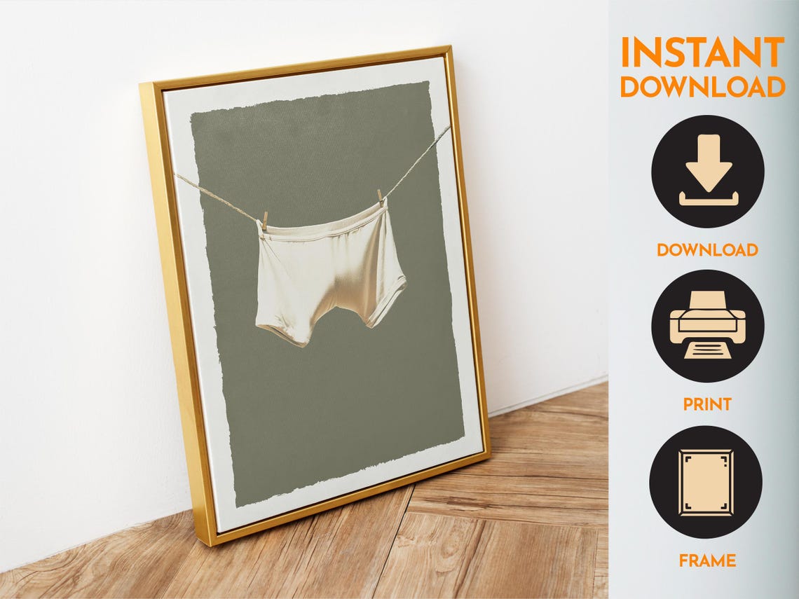 White Briefs On Clothesline Minimal Laundry Funny Art Poster - Image 6