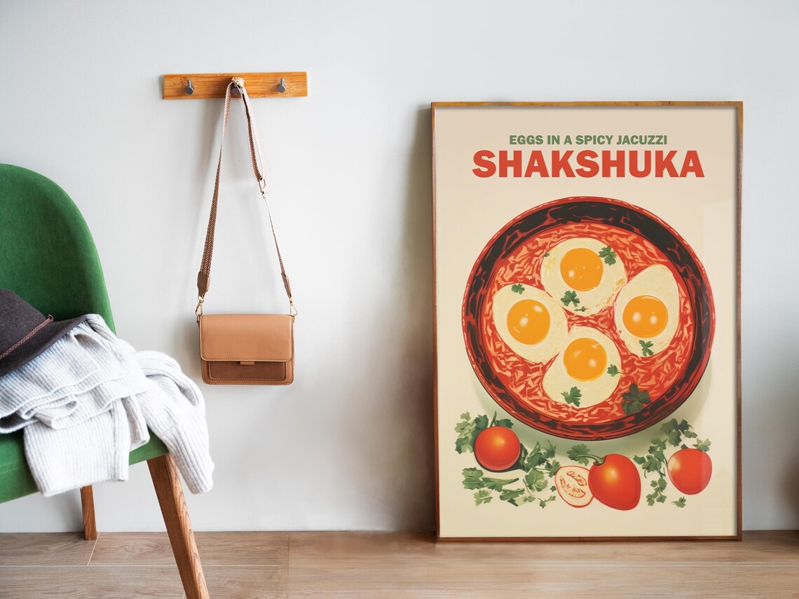 Shakshuka Retro Food Art Kitchen Wall Art Print - Image 5