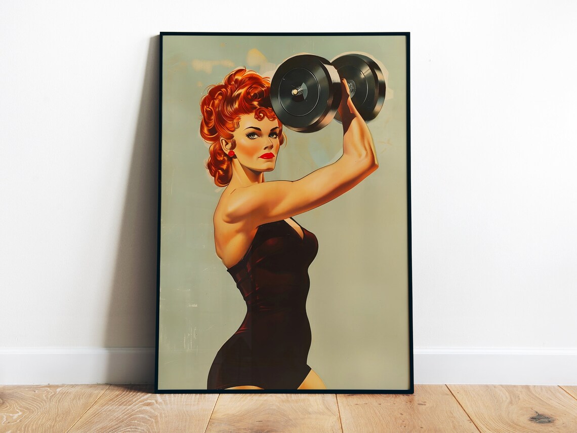 Retro Gym Poster, Fitness Bodybuilding Art Print