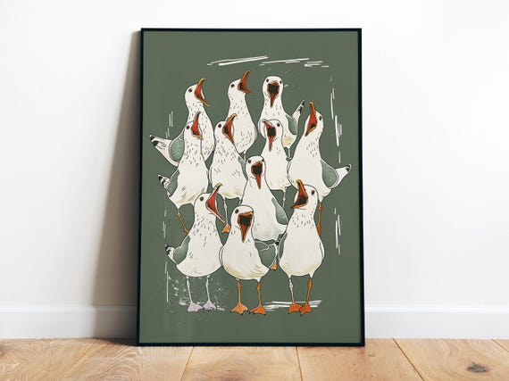 Seagulls Wall Art Print Funny Bathroom Poster Art Above Toilet Annoying Seagull Print Seabird Print Guest Bathroom Decor